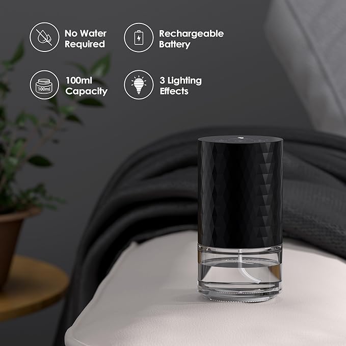 Airversa Essential Oil Diffuser Waterless Aromatherapy Diffusers for Home, Bedroom, Car, Office, Desk, Battery Operated, Small Cordless Diffuser for Pure Scent, 100mL Capacity, AN5(Ice Blue)