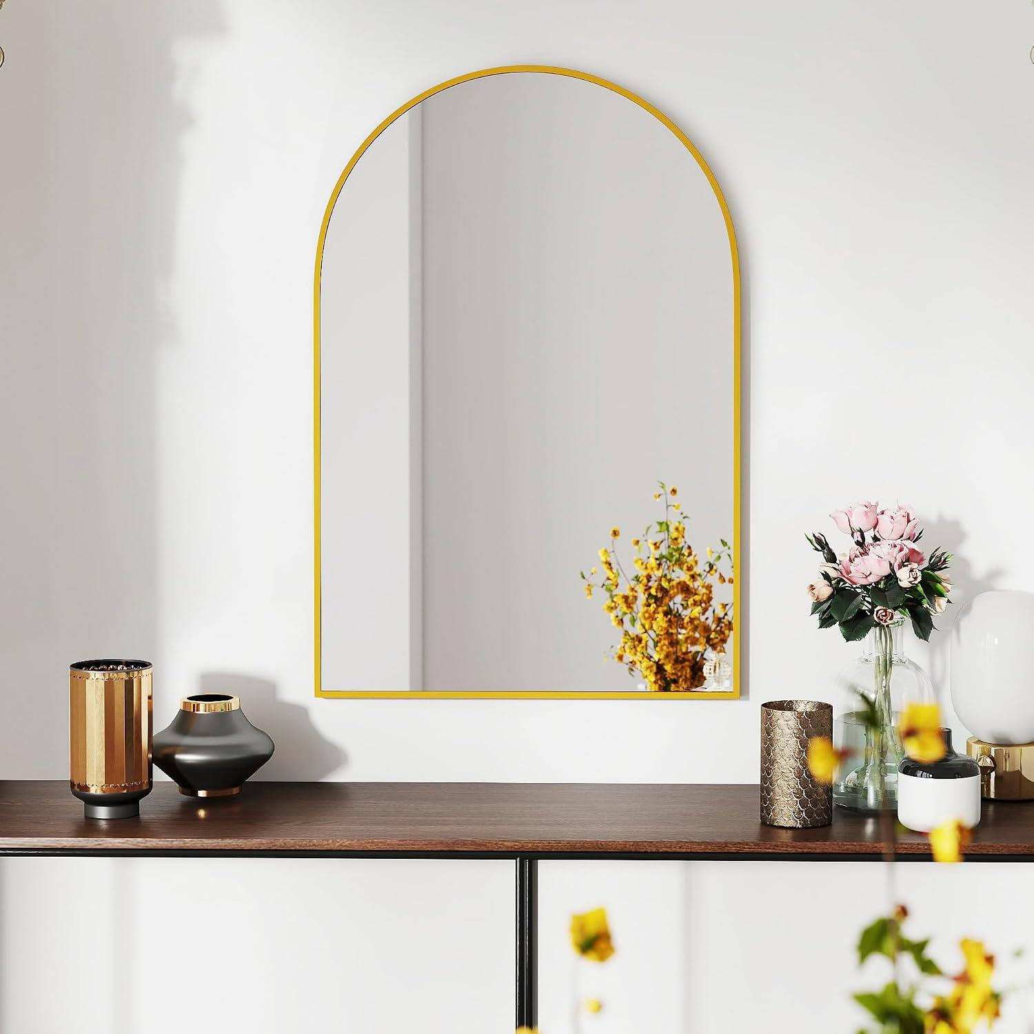 SCWF-GZ 47x14 Mirror Rectangle Full Body Length Door Hanging Wall Mounted Metal Aluminum Alloy Frame Dressing Make-up Mirrors for Entryway Bedroom Bathroom Living Room 47 14 inch Black