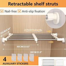 BAOYOUNI Tension Closet Shelves Stainless Steel Rustproof Storage Rack Bathroom Kitchen Organizer Shelf Dividers Ivory, 23.62-31.5 Inches