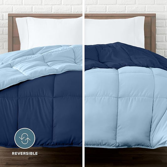Bare Home Full Comforter - Reversible Colors - Goose Down Alternative - Ultra-Soft - Premium 1800 Series - All Season Warmth - Bedding Comforter (Full, Dark Blue/Light Blue)