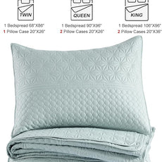 HORIMOTE HOME Sprout Green King Size Quilt Set - Soft Microfiber Bedspread with 2 Shams, Lightweight & All-Season Geometric Coverlet for Cozy Bedding