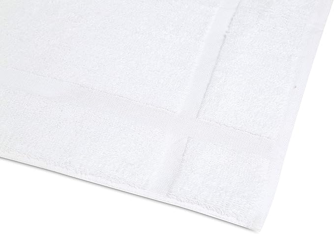 GOLD TEXTILES Cotton Blend Economy White Hotel Bath Mat Towel (18x25 Inches) Light Weight Quick Drying & Machine Washable (48 Pack)