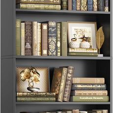 FOTOSOK 6-Tier Open Bookcase and Bookshelf, Freestanding Display Storage Shelves Tall Bookcase for Bedroom, Living Room and Office, Black
