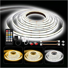 DAYBETTER COB LED Strip Lights, Tunable White(2700K-6500K) COB LED Lights with 3040 LEDs, 24V Adapter, RF Remote, Dimmable High Density Uniform LED Strip for Bedroom, Kitchen, Cabinet, CRI90+, 16.4ft