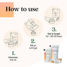 Azuna Air Freshener & Odor Eliminator for Strong Odor | 4 Room Kit Includes (4) Empty Luxe Glass Jar & 24oz Gel Refill with Tea Tree Essential Oil | Simply Citrus | Last 60-90 Days