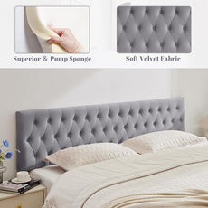 Kingfun Cal King Headboard only, Premium Velvet Upholstered Headboards in Modern Button Design, Tufted Bed Headboard, Adjustable Solid Wood Head Board (Grey)