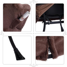 HollyHOME Lazy Chair with Foldable Ottoman, Accent Comfy Lounge Armchair and Folding Footrest Stool, Leisure Sofa Reading Chair and Footstool for Living Room, Bedroom, Dorm,Faux Fur Dark Coffee