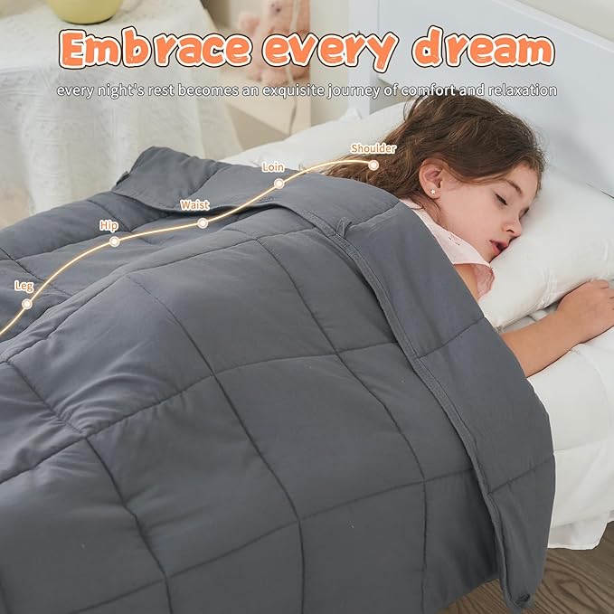 Weighted Blanket Kids 3lbs, 36"x48", Cooling Heavy Throw Blanket for 20-40lbs, Microfiber Soft Thick Big Blankets Weighted Comforter Breathable Gift for Sleeping, Grey