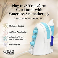 1000 Sq Ft Waterless Diffuser for Essential Oils, Made in USA Blue Waterless Aroma Atomizer for Large Room Fragrance, Home Scent Machine, Air Aromatherapy Holiday