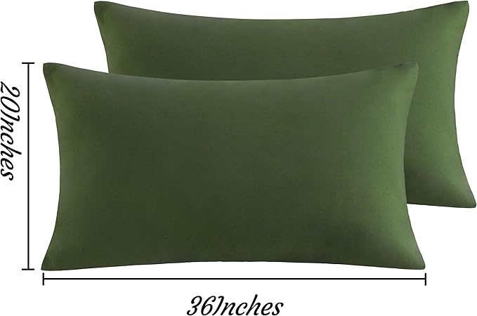 NTBAY King Pillow Cases Set of 2, 2 Pack Brushed Microfiber 20x36 Pillow Cases, Soft, Wrinkle, Fade, Stain Resistant Olive Green Pillow Cases with Envelope Closure, 20x36 Inches, Olive Green
