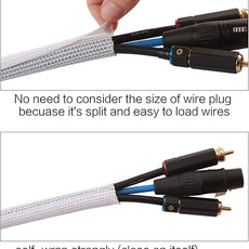 Alex Tech 25ft - 1.25 inch Cord Protector Wire Loom Tubing Cable Sleeve Split Sleeving for USB Cable Power Cord Audio Video Cable - Protect Cat from Chewing Cords - White