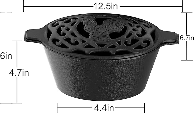 Fire Beauty Woodstove Steamer Stove Humidifier Cast Iron Lattice Top Rust Resistant 2.3 Quart Capacity (chicken)