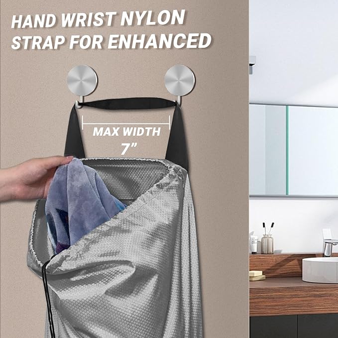 Laundry Bag with Shoulder Straps and Mesh Pocket Laundry Backpack Large Portable Laundry Hamper for College Laundromat Apartment (Gray)