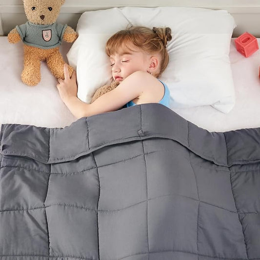 yescool Weighted Blanket 5 Pounds Cooling Weighted Lap Blanket, Grey Heavy Blanket for Sleeping, Weighted Throw Blanket Gift for 40-60lbs, 36"x48"