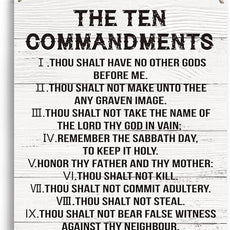 YCYD Inspirational Ten Commandments Wall Art,10 Commandments Wall Decor Poster, Christian Bible Verse Wall Art Religious Home Decor Rustic Wooden Hanging Sign for Living Room Bedroom Office 10x8 IN