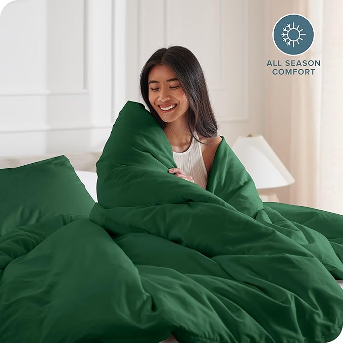 Bare Home Bedding Duvet Cover King Size - Premium 1800 Super Soft Collection - Lightweight, Cooling - Soft Breathable Bedding Duvet Cover (King, Forest Green)