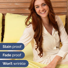 Extra Deep Pocket Queen Sheet Set - 4 Piece Breathable & Cooling Bed Sheets - Hotel Luxury Sheet Set - Ultra Soft, Wrinkle Free & Comfy - Easily Fits Extra Deep Mattresses - Deep Pocket Yellow Sheets