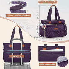 RAINSMORE Teacher Tote Bag for Women Work Bags 15.6 Inch Laptop Tote Bag with Large Cup Holder Nurse Bag Computer Handbag