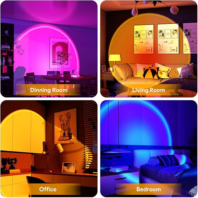 Sunset Lamp Projection Led Lights with Remote, Multicolor Night Light 360° Rotation Rainbow Lights 4 Modes Setting for Photography/Selfie/Party/Home/Living Room/Bedroom Decor, Gifts for Women