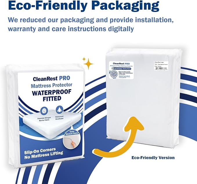 CleanRest Waterproof Mattress Fitted Sheet Protector, Ultimate Defense Against Spills and Wear, MicronOne Allergen Barrier, Breathable, Chemical-Free, Fits Mattress Depths 12" to 21" (Full)