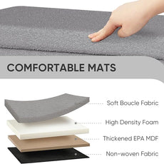 PINPLUS Folding Storage Ottoman Bench, Sherpa Ottoman with Storage, Large Long Shoes Bench Chest with Lid, Footrest for Living Room, Entryway, Grey 30'' x 15'' x 15''