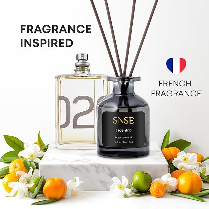 SNSE Escentric Perfumed Reed Diffuser Set - Premium Reed Diffusers for Home with Diffuser Reeds, Luxurious Gift Aroma, Sophisticated Scent, Ideal for Relaxation, Elegant Home Fragrance