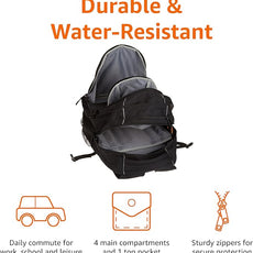 Amazon Basics Laptop Backpack Fits Up to 17-Inch Laptops, Black