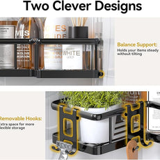 YASONIC Shower Caddy Corner, 3-Pack Adhesive Rustproof Stainless Steel Shower Shelves with Soap Holder, No Drilling Shower Organizer Corner for Dorm, Renters Bathroom, Black