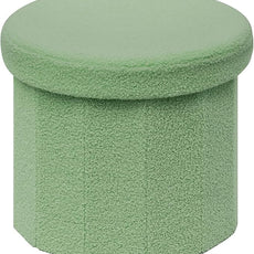 B FSOBEIIALEO Storage Ottoman Cube, Round Ottomans with Storage Foot Stool Footrest for Lving Room, Boucle Ottoman Seat for Dorm Room,Faux Teddy Fur, Green 15