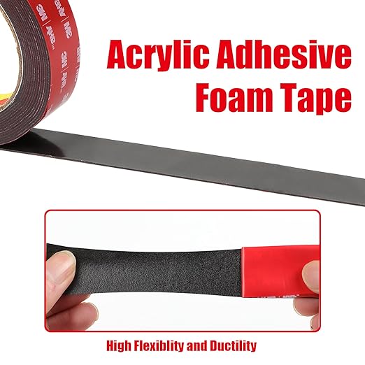 Double Sided Tape Heavy Duty, Waterproof Mounting Foam Tape, 16.5ft Length, 2.36in Width, High Temperature Resistant Adhesive Tape for Car, LED Strip Light, Office Decor, Made of 3M VHB Tape.