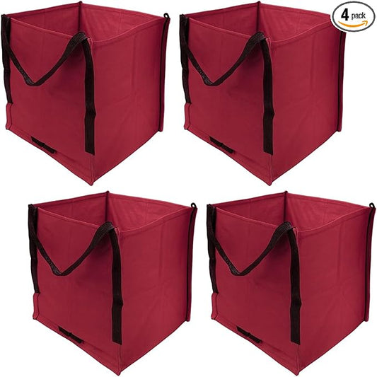 DURASACK Heavy Duty Storage Tote Bag 22-Gallon Rugged Woven Polypropylene Moving Bag, Reusable Self-Standing Design, Holds up to 500 Pounds, Pack of 4, Red