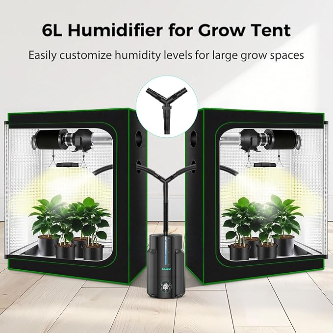 6L/1.59Gal Humidifier for Plants, Reptile Fogger Mister with Precise Temp & Humidity Probe/Expandable Hose, Smart Humidifier for Grow Tent, Mushroom, Houseplants, Reptile Tank 24H Timer