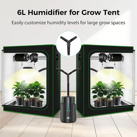6L/1.59Gal Humidifier for Plants, Reptile Fogger Mister with Precise Temp & Humidity Probe/Expandable Hose, Smart Humidifier for Grow Tent, Mushroom, Houseplants, Reptile Tank 24H Timer