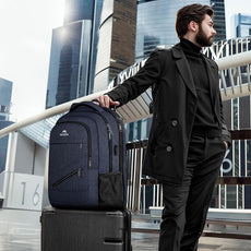 MATEIN 17 Inch Laptop Backpack, Large Work Backpack Travel Carry On TSA Approved with Trolley Sleeve, College Computer Bag with USB Charging Port, Water Resistant Commute Daypack for Men, Dark Blue