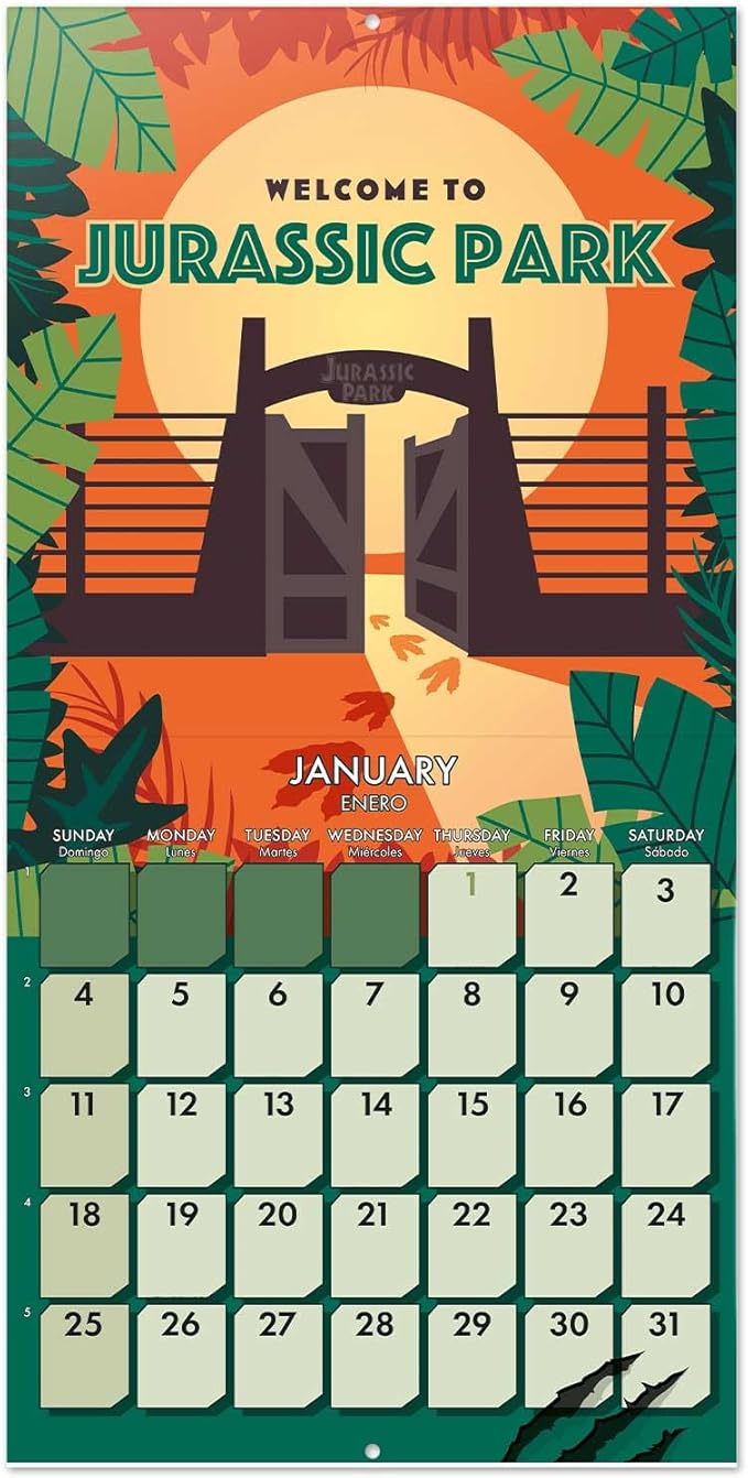 Jurassic Park Wall Calendar 2026 12" x 12" FSC® Plastic Free - Starts Week On Sunday | Family Planner Dinosaur Calendar 2026 | Jurassic World