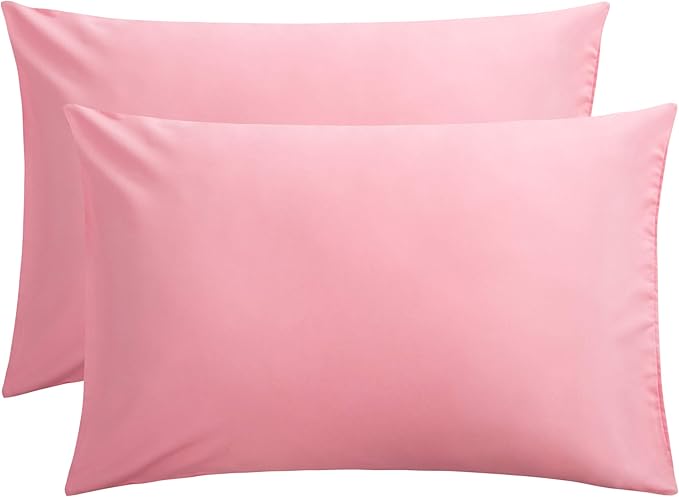 FLXXIE Microfiber Pillow Cases Queen Size Set of 2, Soft Pillowcases with Envelope Closure, Wrinkle Resistant Pillow Covers, 20x30, Pink