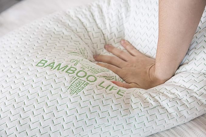 Elif Queen Size Pillows for Sleeping, Set of 2 – Cooling Shredded Memory Foam Pillow with Removable Cover for Back, Stomach & Side Sleepers, Rayon Derived from Bamboo, Queen (2 Pack)