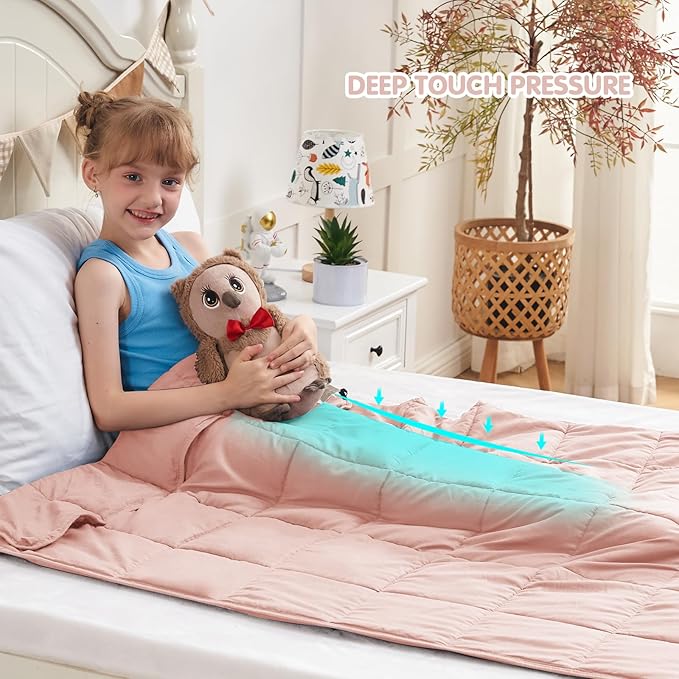 yescool Pink Weighted Blanket 3 Pounds Cooling Weighted Lap Blanket, Heavy Blanket for Sleeping, Weighted Throw Blanket Gift for 20-40lbs, 36"x48"