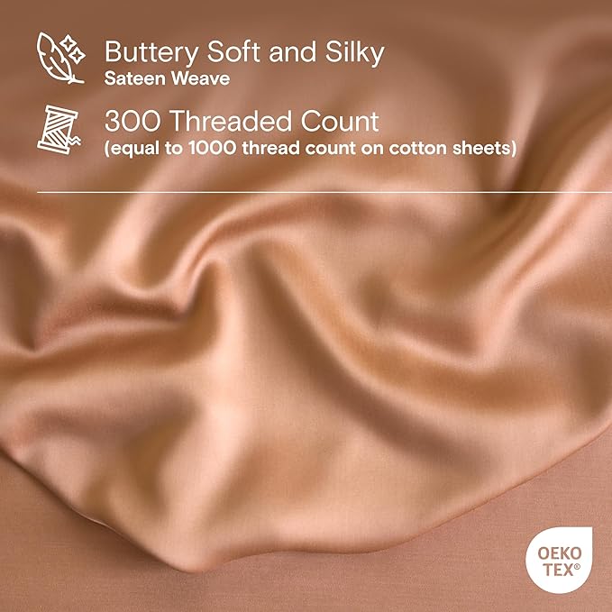DOZ Duvet Cover Set, 100% Viscose derived from Bamboo, Organically Grown, Buttery Soft, Cooling Duvet Covers, High GSM, 1 Duvet Cover and 2 Pillowcases, 106"x90" (Clay, King/Cal King)