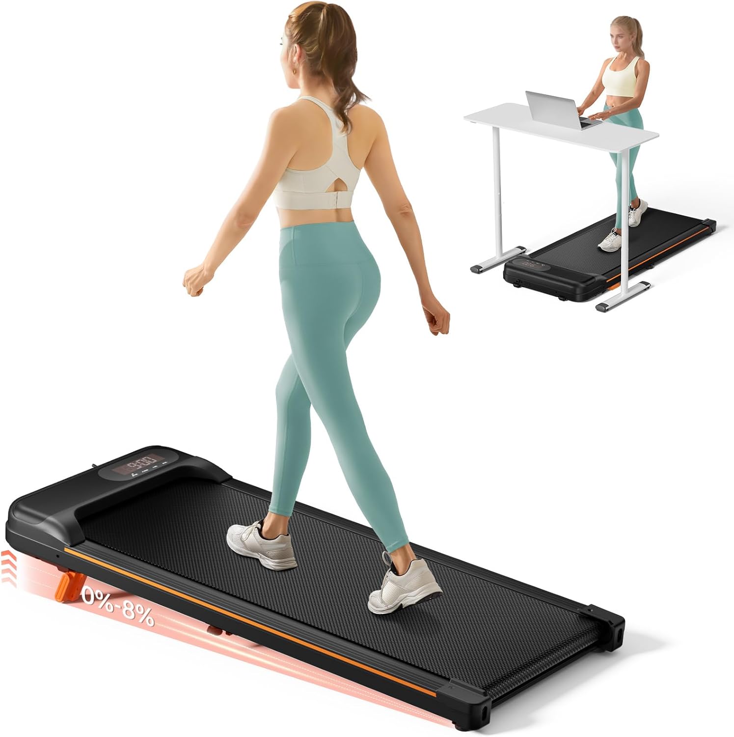 Walking Pad, Under Desk Treadmill with Incline for Home Office 2.5HP Portable Walking Treadmill with 265 Lbs Weight Capacity Walking Machine, Remote Control, LED Display Dormly