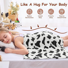 yescool Weighted Lap Pad Kids 2 Pounds Weighted Lap Blanket, Cow Print Small Weighted Blanket, Weighted Throw Blanket Gift for Travel Indoor Outdoor, 20