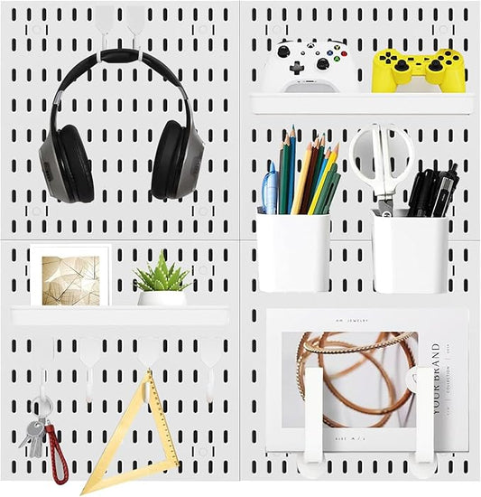 Revamp Your Space With A Versatile Pegboard Kit - Effortlessly Organize Home, Office, And Gaming Setup With Customizable Hanging Solutions (White)
