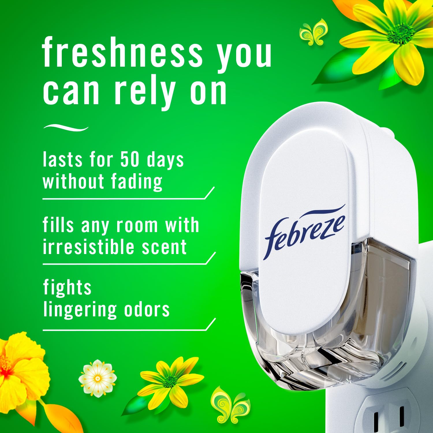 Febreze Plug-In Air Freshener, Odor-Fighting Scented Oil Refill, Air Fresheners for Home, Bathroom and Kitchen, Long Lasting, Gain Original Scent, 0.87oz Refills, Blue and Green, 3 Count Dormly