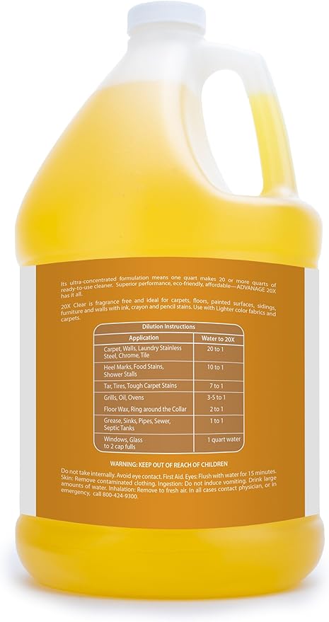 Advanage 20X Cleaner Concentrate Refill 128 oz | All Purpose Multi-Surface Cleaning Concentrate | Replace Every Household Cleaner | Natural and Citrus Scent, Human-Safe Cleaner USA Made