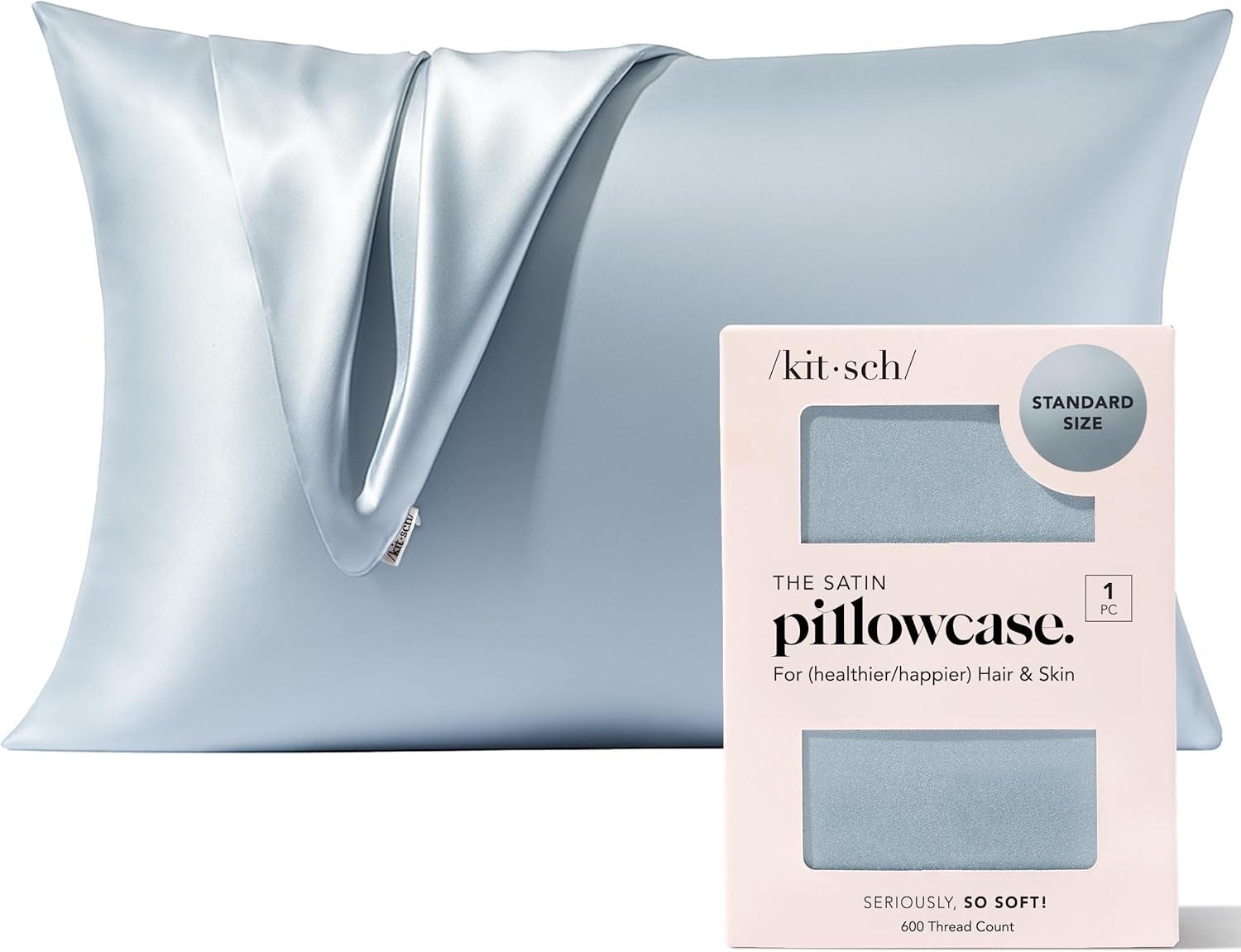 Kitsch Satin Pillowcase with Zipper for Hair & Skin - Softer Than Silk Pillow Cases, Smooth Cooling Satin Pillow Case, Wrinkle-Free, Machine Washable, Pillow Cases Standard Size 19x26 - Lavender Dormly