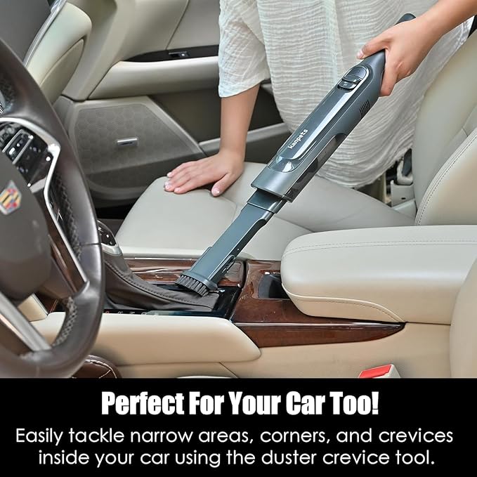 Handheld Vacuum Cordless, Lightweight 1.4lb with Powerful Suction, Charging Dock, Single Touch Empty and Detachable Dust Cup, Portable Mini Car Vac for Home Pet Car (Light Black)