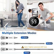 Qimedo Handheld Spin Scrubber with Extended Long Handle, Rechargeable Electric Scrubber for Cleaning, Cordless Power Dish Scrubber with 6 Brushes for Bathtub Grout Tile Floor