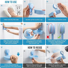 TAILI Soap Dish Bar Holder Suction Cup,SoapSaver with Powerful Vacuum Suction,Sponge Holder for Shower,Bathroom,Tub andKitchen Sink,Universal Shower Accessories,Drill-Free,Removable,2 Pack,Blue