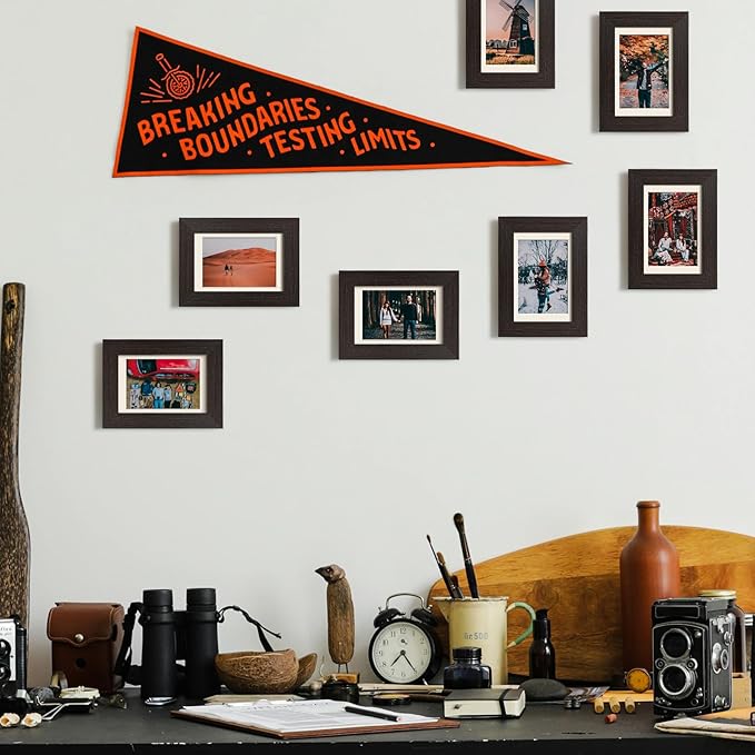 4x6 Picture Frame with Mat for 3.5x5, Distressed Black Wood Grain Gallery Wall Picture Frames for Tabletop or Wall Mounting(4 Pack, Black)