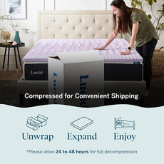 LUCID Lavender Infused 2 Inch Memory Foam Mattress Topper with 5 Zones – California King Size – Plush Feel – CertiPUR Certified – Dorm Room Essentials